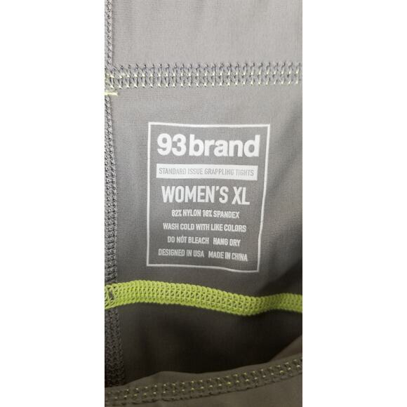 93 Brand Seek Higher Ground Neon Yellow Gray Athletic Leggings XL - Picture 3 of 3
